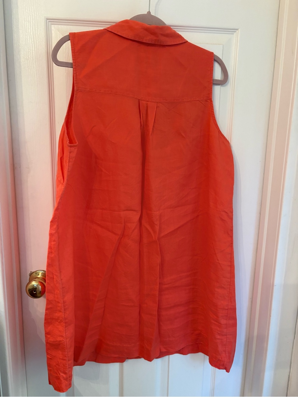 Tahari Sleeveless Collared Dress in Bright Orange - Picture 3 of 3